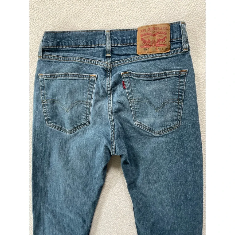 Levis Men 30x30 514 Straight Fit Jeans Blue Medium Wash Stretch Denim 00514-0403